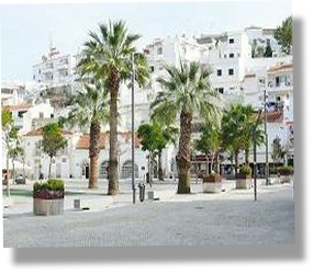 Albufeira Old town palm tree cobbled square