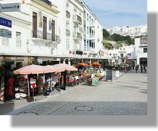 Albufeira decorated cobbled street